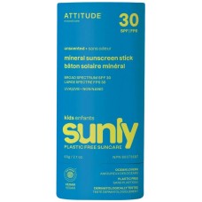 Attitude Sunly saules aizsarglīdzeklis - zīmulītis sejas ādai bērniem bez smaržas SPF30, 60g